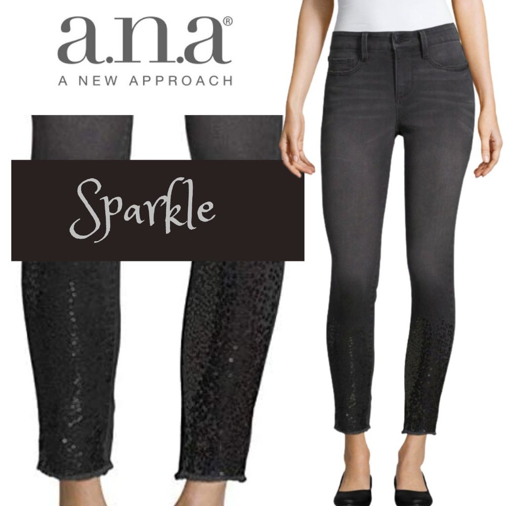 a.n.a Sparkle Black Cropped Ankle Jeans